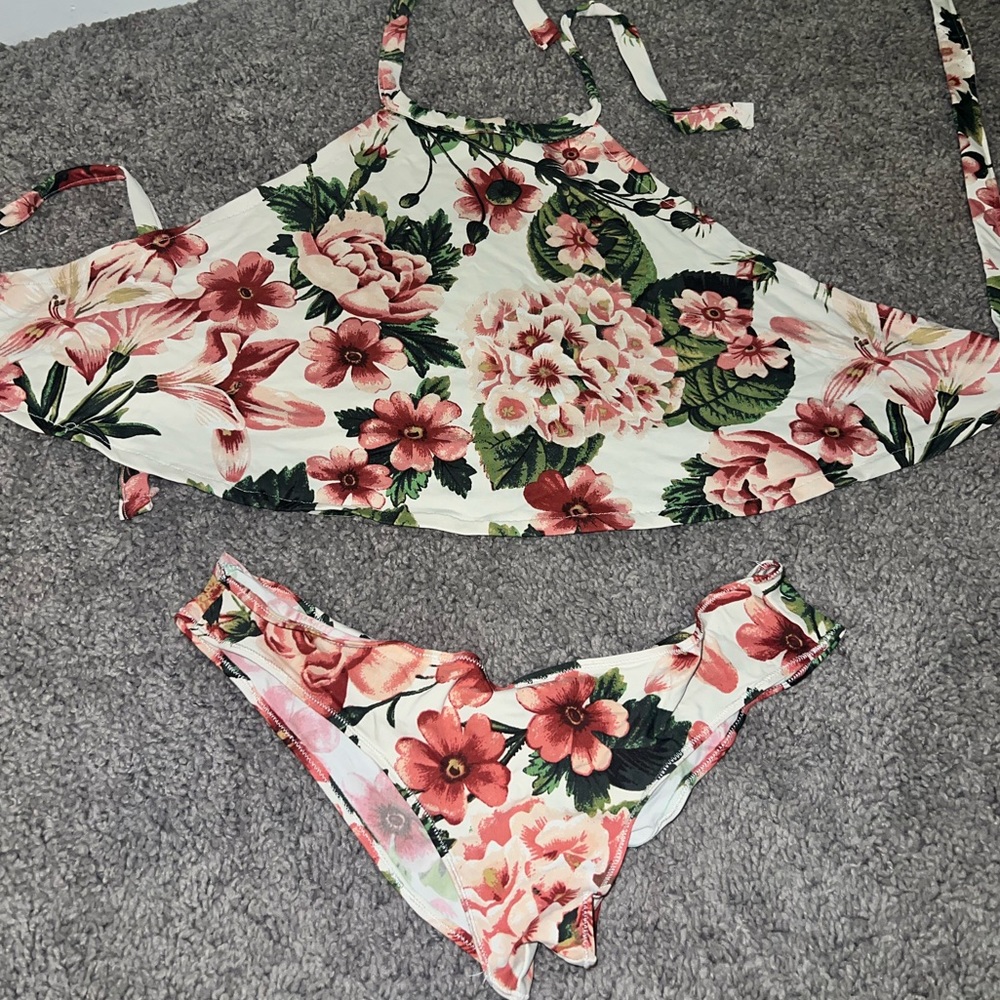 Cats got the cream halter, bathing suit with scrunch back micro bottoms